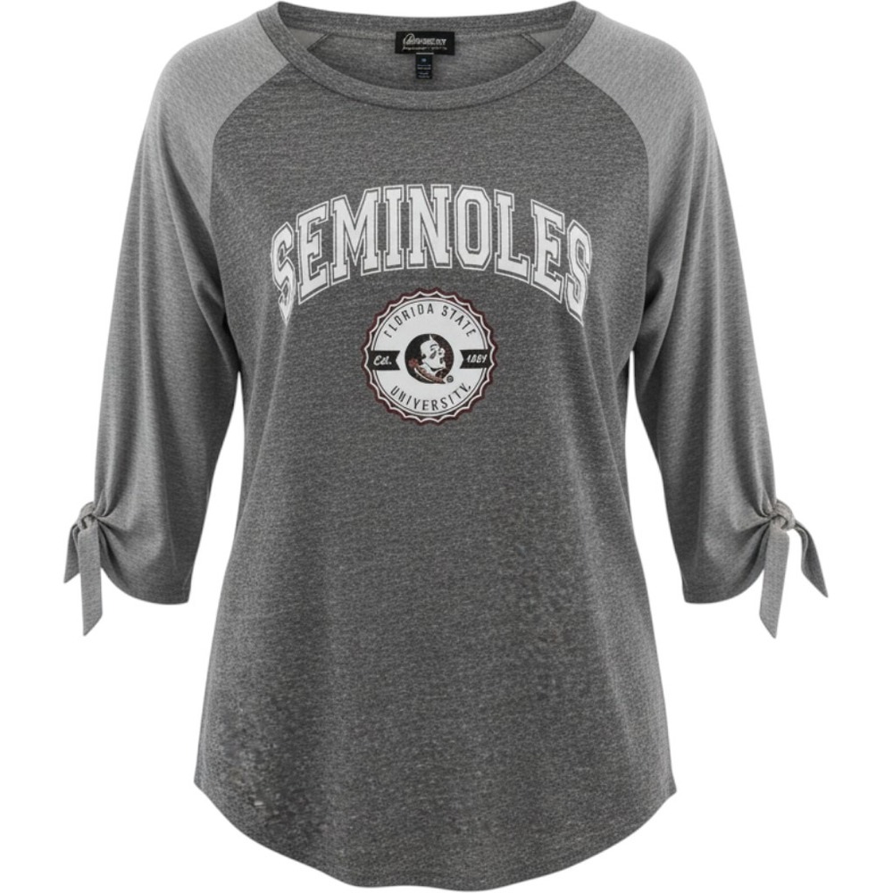 Gameday Couture FSU Seminoles Women M Gray Excellent 3/4 Sleeve Raglan Tie Top